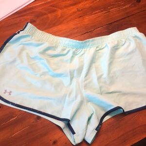 Mint green UA running shorts